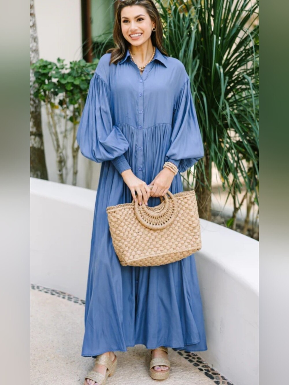 Palms Away | Blue Oversized Maxi Dress